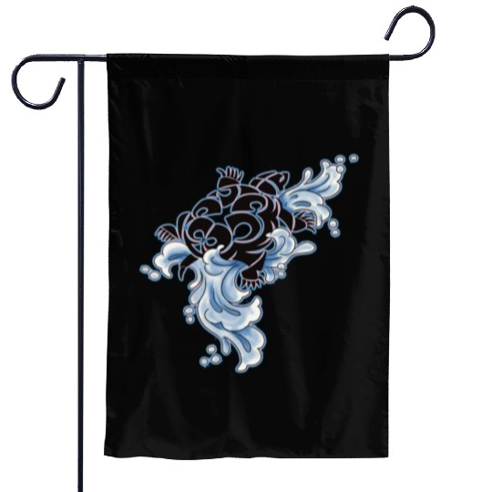 Tribal Turtle Riding Waves - Kids Garden Flags Designs