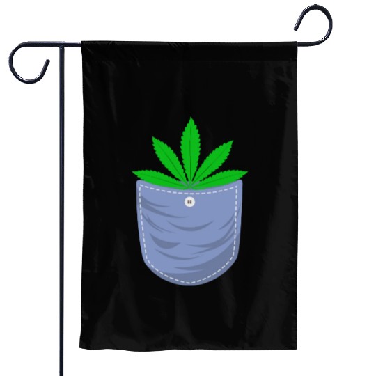 Jesting 420 Pocket Of Herb Weed Marijuana Design Garden Flags
