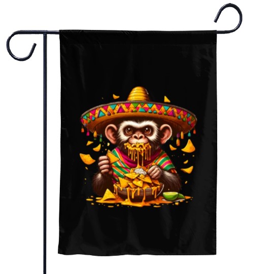 Cinco de Mayo monkey with nachos Garden Flags