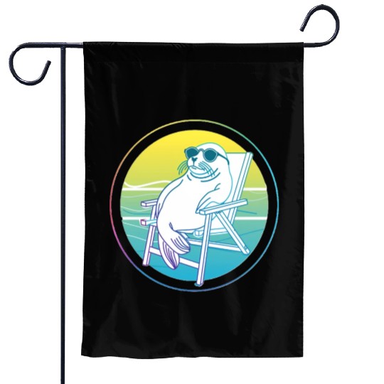 Neon Seal in Beach Chair Garden Flags