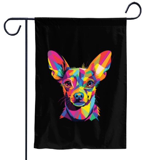 Watercolor Colorful Russian Toy Terrier Garden Flags