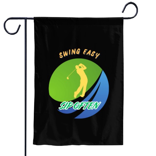 Swing Easy, Sip Often. Funny golf beer Garden Flags