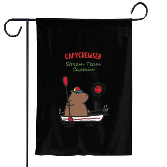 Captain Capy: Nautical Capybara Canoe Adventure Garden Flags