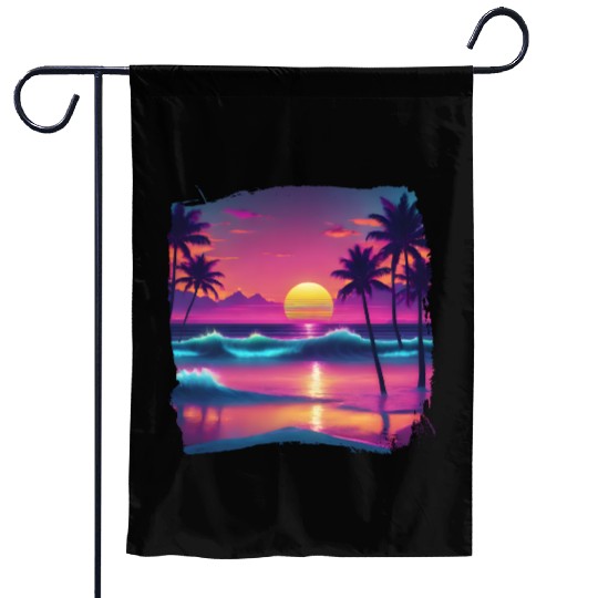 80s AI Airbrushed Beach Scene -Kids Garden Flags