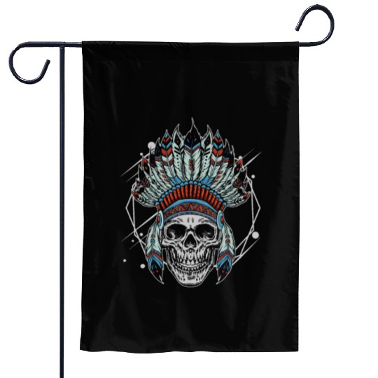 Indigenous Native American Skull Head Garden Flags