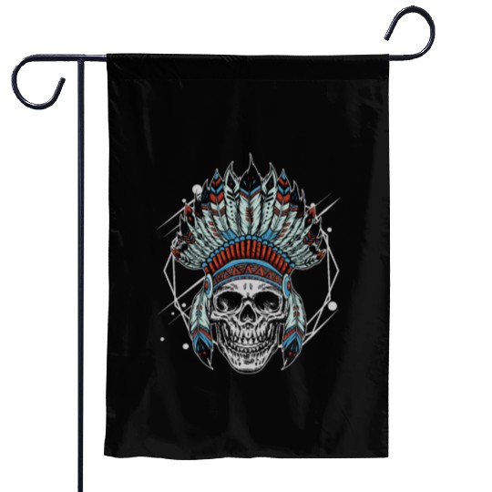 Indigenous Native American Skull Head Garden Flags