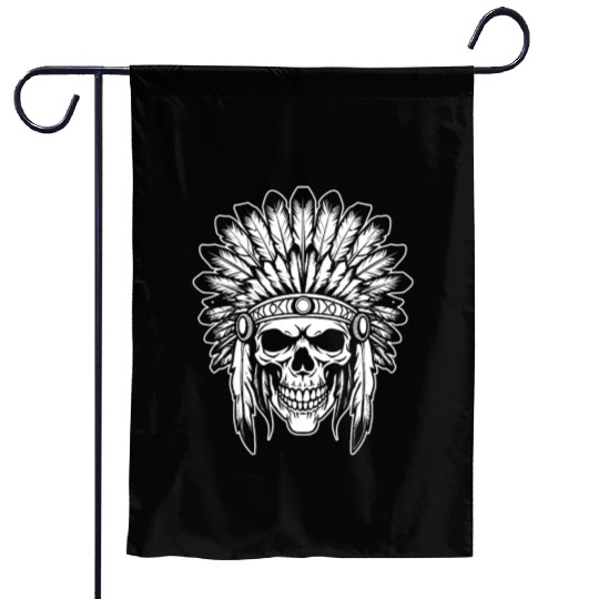 Indigenous Native American Skull Head Garden Flags