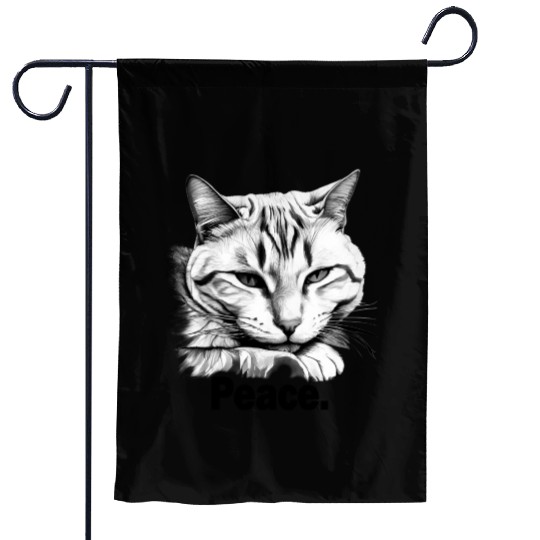 Peaceful Tabby Art Garden Flags