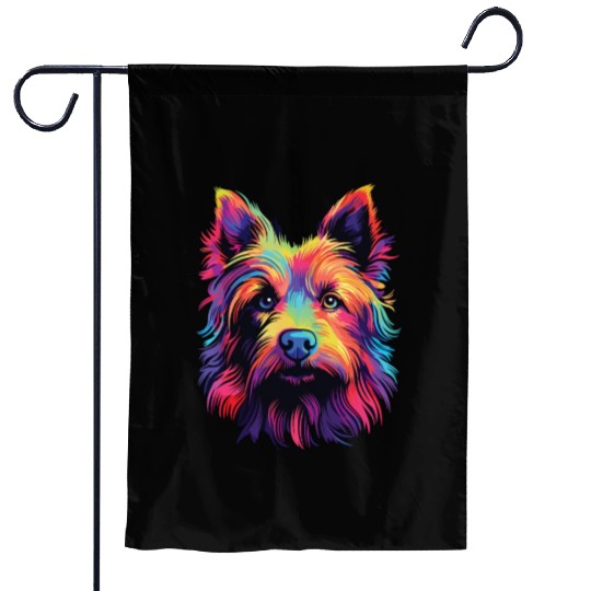 Watercolor Colorful Australian Terrier Garden Flags