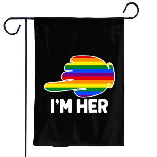 I'm Hers Rainbow Lesbian Couple Funny LGBT Pride Garden Flags