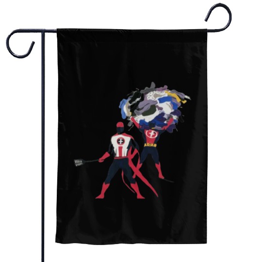 imagine everyday objects as superheroes. Garden Flags