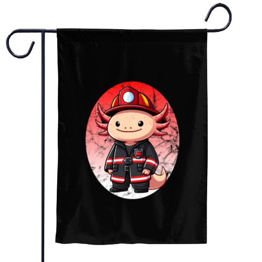 Axolotl Firefighter Garden Flags