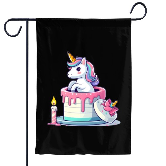 Unicorn Cake Surprise Garden Flags