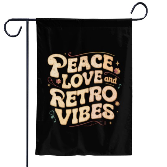 Peace, Love, and Retro Vibes Garden Flags