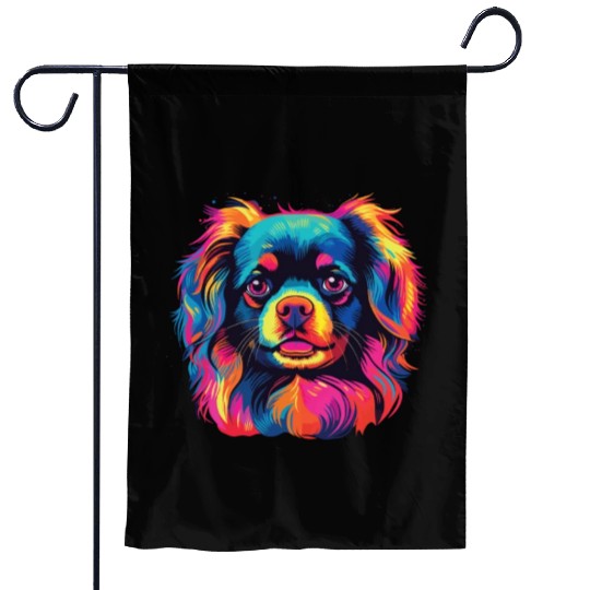 Watercolor Colorful Tibetan Spaniel Garden Flags