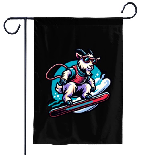 Goat Snowboarder Winter Adventure Design Garden Flags