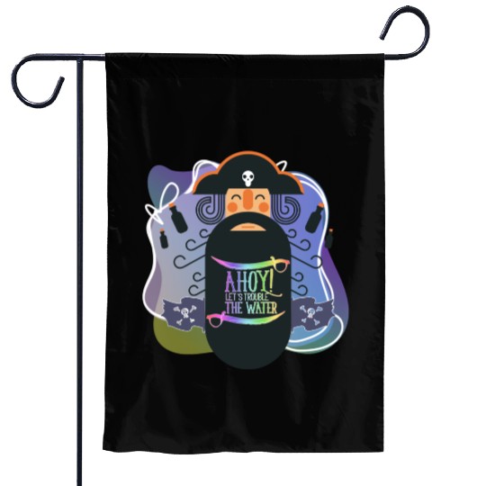 Vector Cute Ahoy ! Let's Trouble The Sea Pirate Garden Flags
