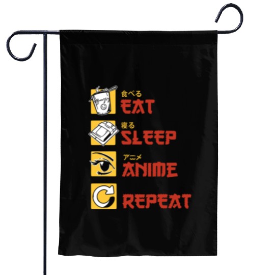 eat sleep anime repeat funny manga Garden Flags