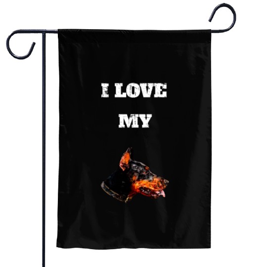 I Love My Geometric Doberman Design Garden Flags