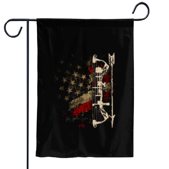 Deer Hunter American Flag Bowhunting Bow Archery Garden Flags