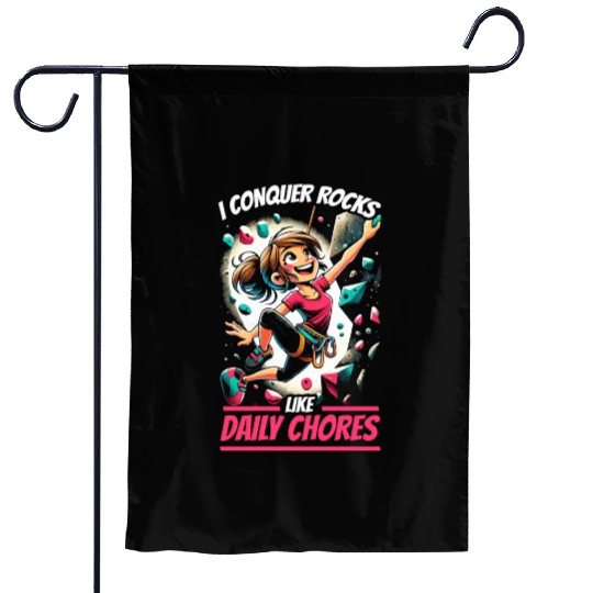 Bouldering Girl Boulderer Rock Climbing Wall Garden Flags