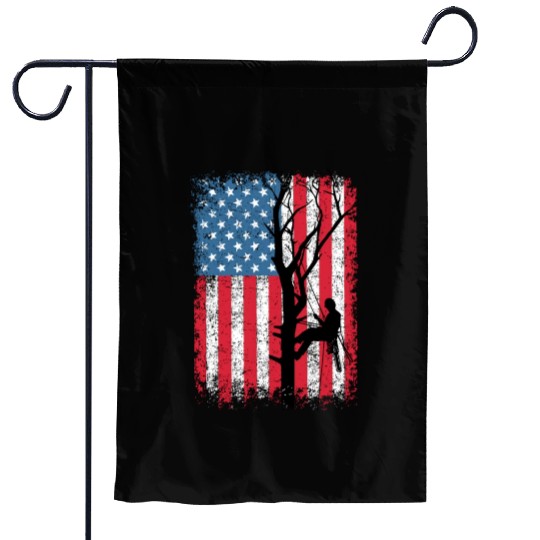 American Flag Arborist Gift For Men Cool Tree Love Garden Flags
