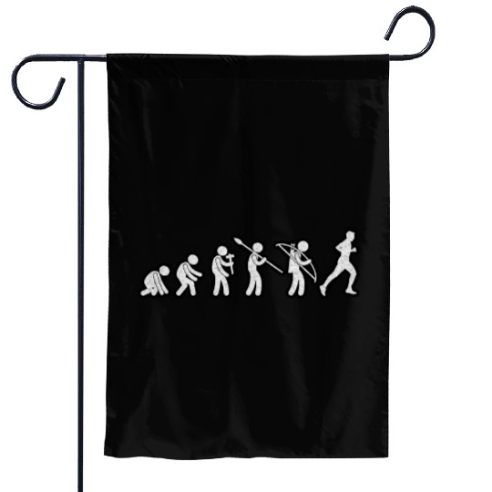 Evolution Running White Grunge Garden Flags