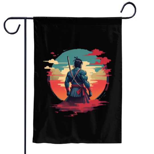 Anime samurai silhouet Garden Flags