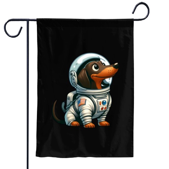 Dachshund Astronaut in Space Adventure Garden Flags