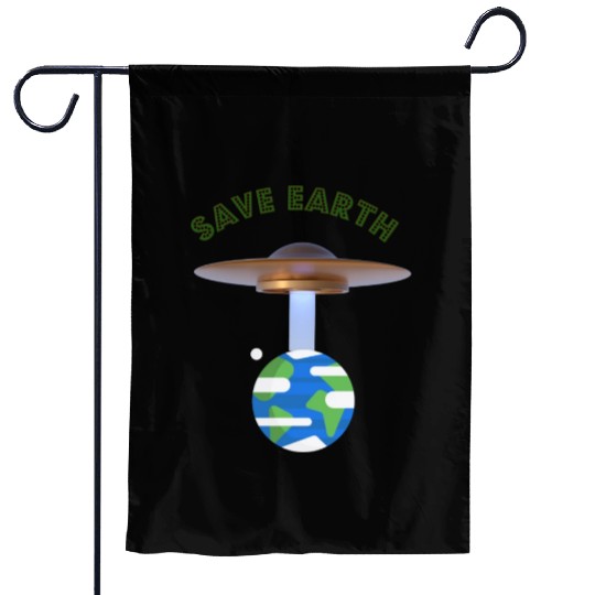 Save Earth, UFOs and Aliens, Climate Change Garden Flags