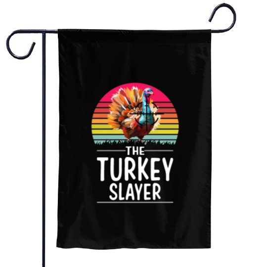 Vintage Retro Turkey Slayer Sunset Hunting Turkey Garden Flags