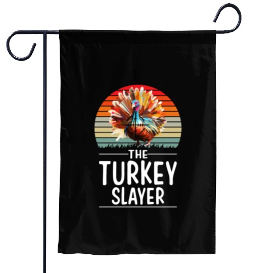 Vintage Retro Turkey Slayer Sunset Hunting Turkey Garden Flags