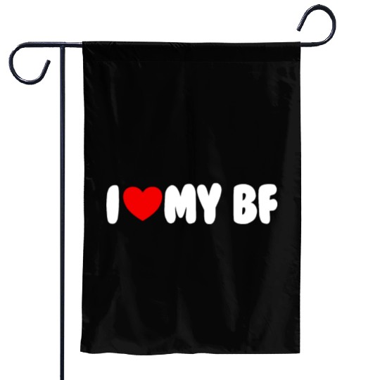 I Love My BF Red Heart Matching Couple Boyfriend Garden Flags