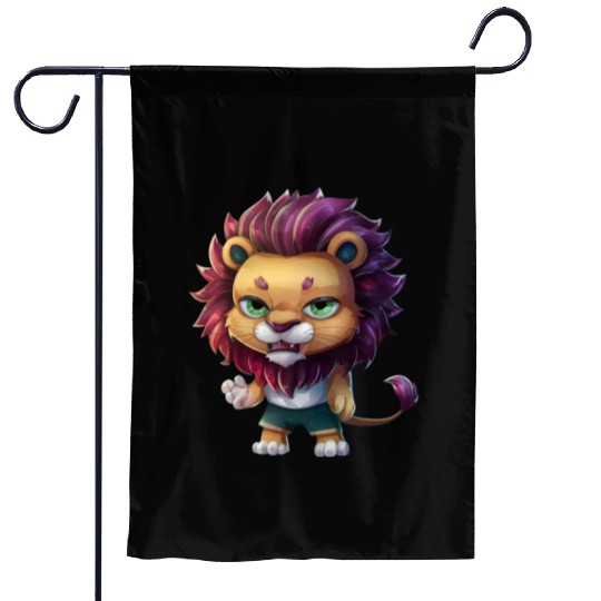 Cute And Majestic Chibi Lion Garden Flags