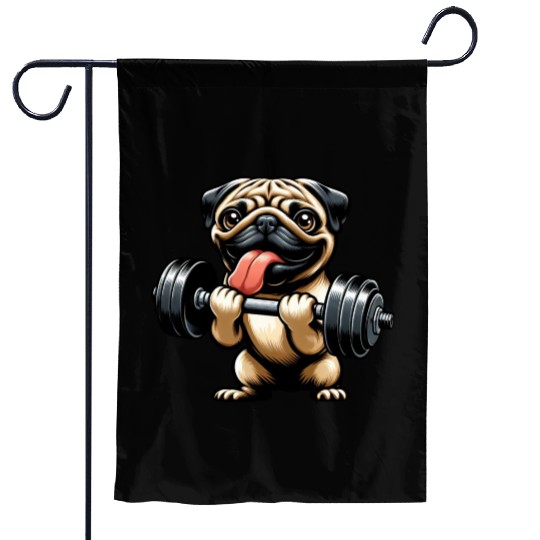 Pug Workout: Fun Dumbbell Training Garden Flags