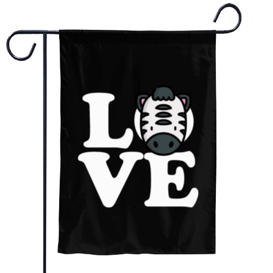 LOVE Zebra Funny Stripes Animal Face African Pun Garden Flags