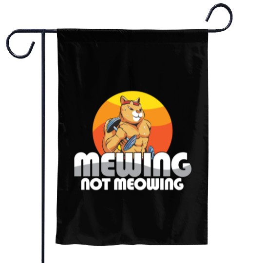 Funny Cat Meme Mewing Not Meowing Jawline Garden Flags