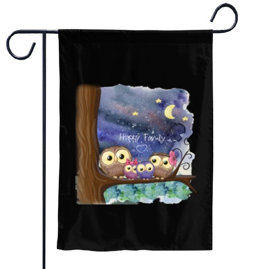 Owl Family Consists of Children Mother Father Mom Garden Flags