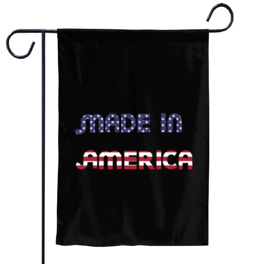 Made in America American Flag Font Funny Patriotic Garden Flags
