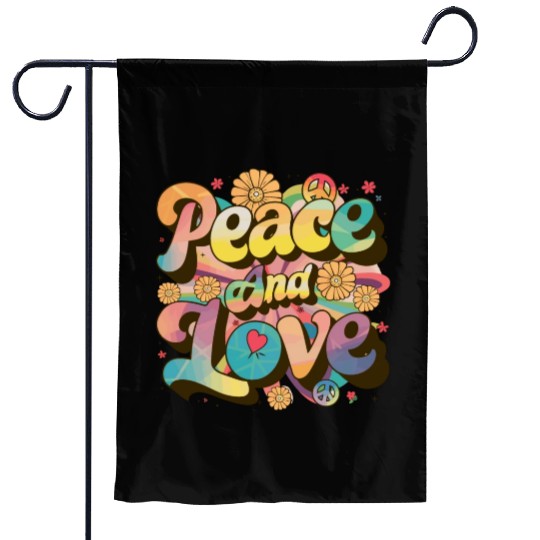 Peace And Love Hippie 1960`s 1970`s Garden Flags