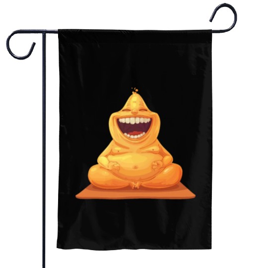 Joyful Yellow Creature Embracing Laughter Garden Flags