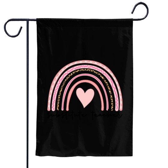 Substitute Teacher Boho Rainbow Back To School Garden Flags