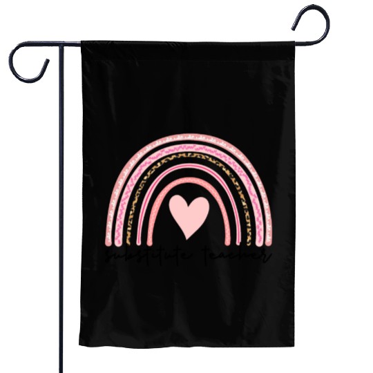 Substitute Teacher Boho Rainbow Back To School Garden Flags