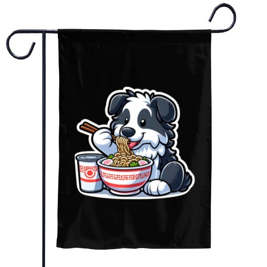 Border Collie Love Ramen Garden Flags