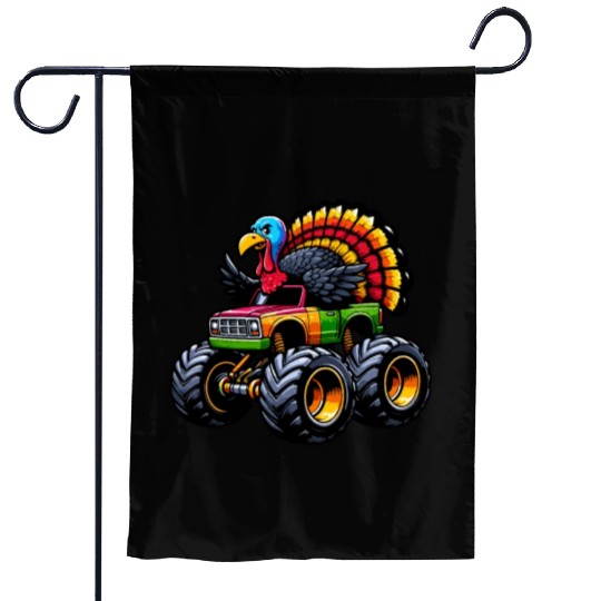 Turkey Riding Monster Truck 4th Of July Independen Garden Flags