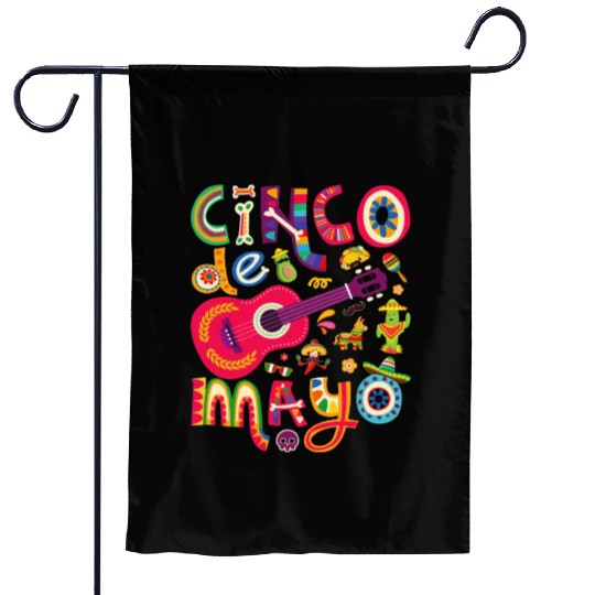 Cinco de Mayo Mexican Taco Guitar Fiesta Garden Flags