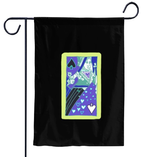 Colourful Queen Of Spades Playing Card Garden Flags