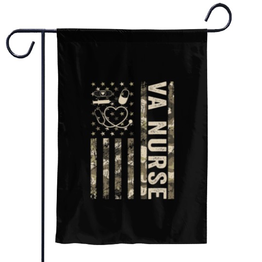 VA Nurse Camouflage Patriotic US Flag Nurse Life Garden Flags