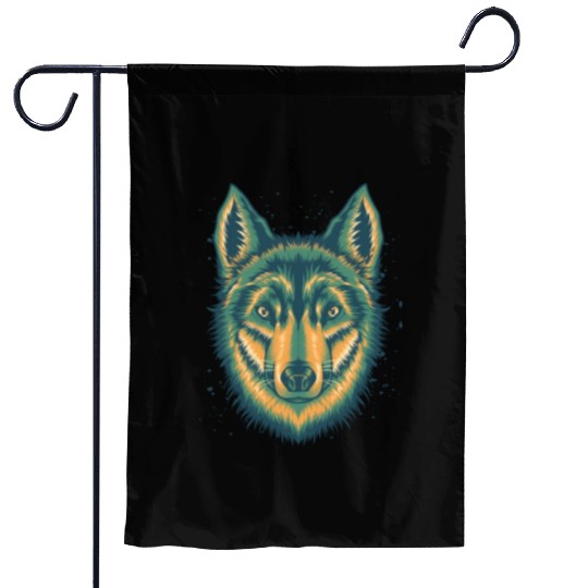 Wolf Garden Flags Cool Vintage Green Wolves Canine Dog