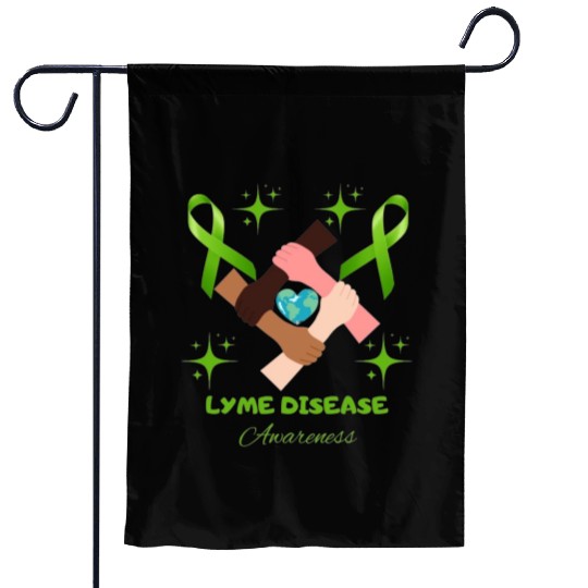Lime Green Ribbon Lyme Disease Awareness Garden Flags